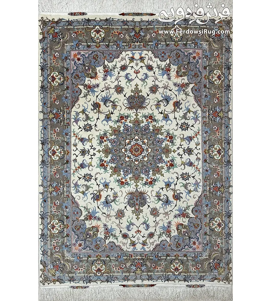 Hand-woven 3-meter Alizadeh design rug, Mashhad weaving, Persian carpet, durable and elegant home decor piece for living rooms.