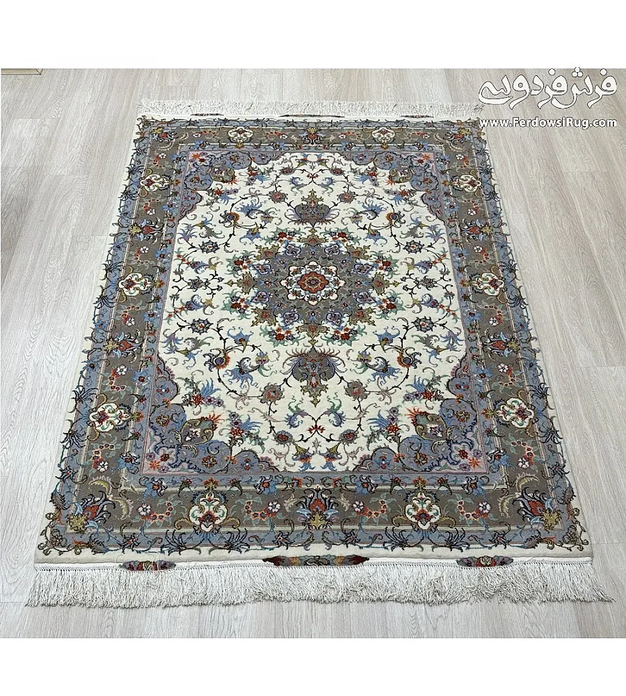 Hand-woven 3-meter Alizadeh design rug, Mashhad weaving, Persian carpet, durable and elegant home decor piece for living rooms.