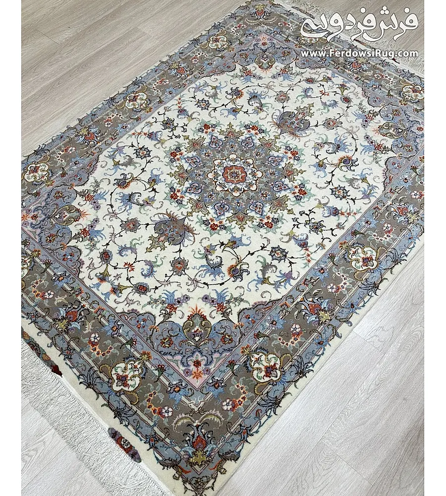 Hand-woven 3-meter Alizadeh design rug, Mashhad weaving, Persian carpet, durable and elegant home decor piece for living rooms.