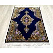 Handmade Persian rug, 3 meters, pure silk with intricate Mosavi design, crafted in Iran; luxurious and elegant home decor piece.