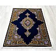 Handmade Persian rug, 3 meters, pure silk with intricate Mosavi design, crafted in Iran; luxurious and elegant home decor piece.
