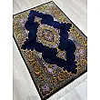 Handmade Persian rug, 3 meters, pure silk with intricate Mosavi design, crafted in Iran; luxurious and elegant home decor piece.