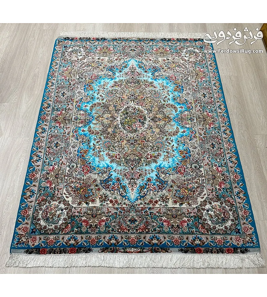 فرش دستباف قالیچه ۳ متری خطیبی بافت تبریز با طرح سنتی و رنگ های اصیل مناسب دکوراسیون کلاسیک