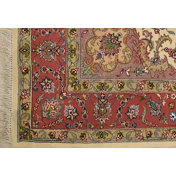 جفت فرش 6 متری دستباف طرح شجاعی کرم کاشمر