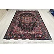 Pair of 6-meter handmade carpets, Salar design, navy blue with intricate silk border, crafted using traditional Tabriz weaving techniques