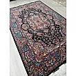 Pair of 6-meter handmade carpets, Salar design, navy blue with intricate silk border, crafted using traditional Tabriz weaving techniques