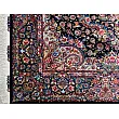Pair of 6-meter handmade carpets, Salar design, navy blue with intricate silk border, crafted using traditional Tabriz weaving techniques
