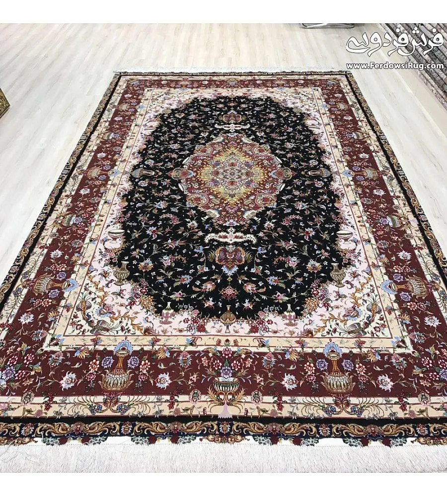 Handmade Tabriz rug, Neshat design, 6 meters long, intricate patterns, high-quality craftsmanship, ideal for elegant home décor.