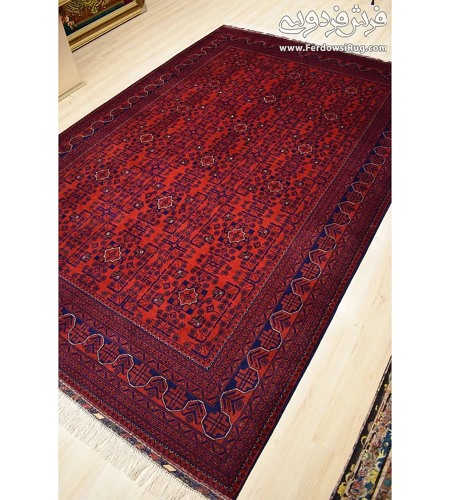 Handmade 6-meter Persian rug with intricate Khanmohamadi design, crafted in Iran, perfect for home decor or living room.
