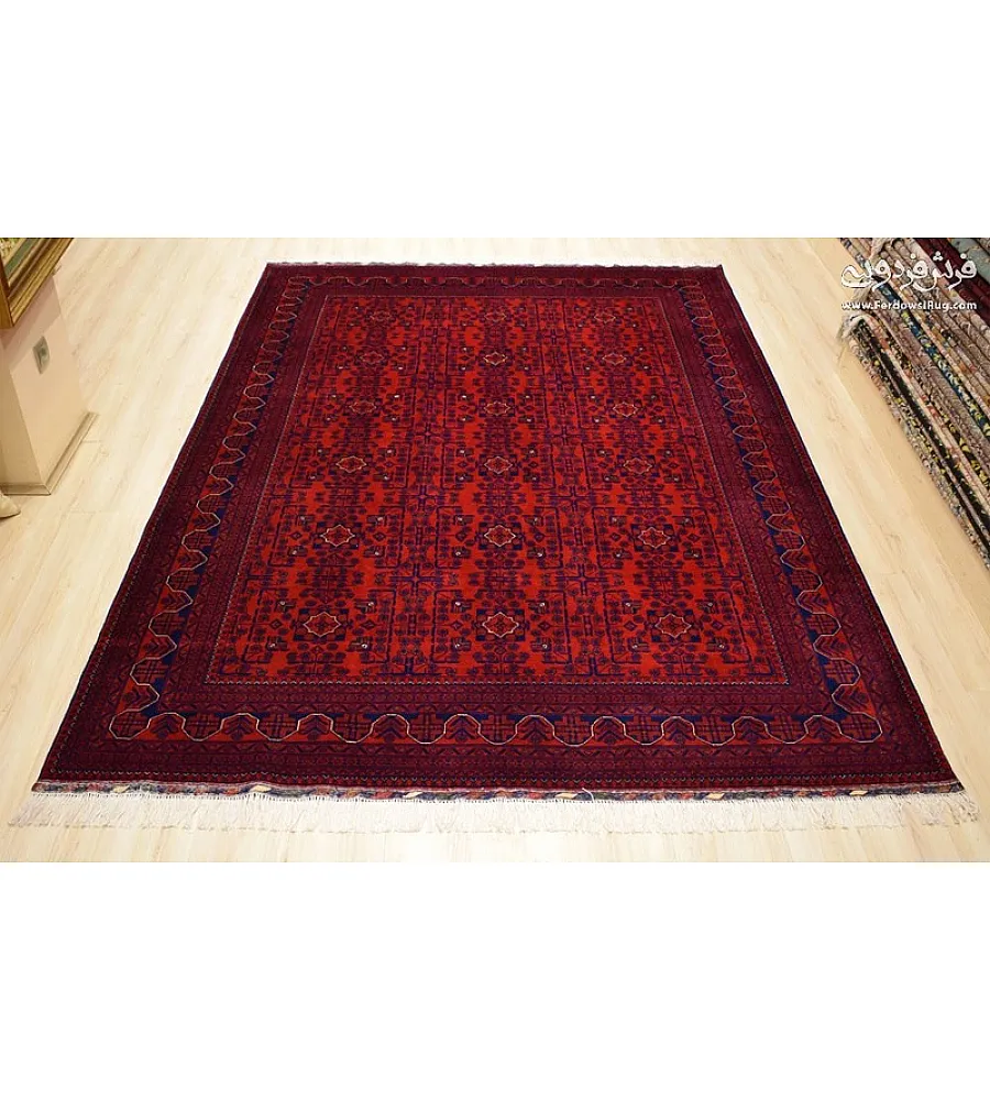 Handmade 6-meter Persian rug with intricate Khanmohamadi design, crafted in Iran, perfect for home decor or living room.