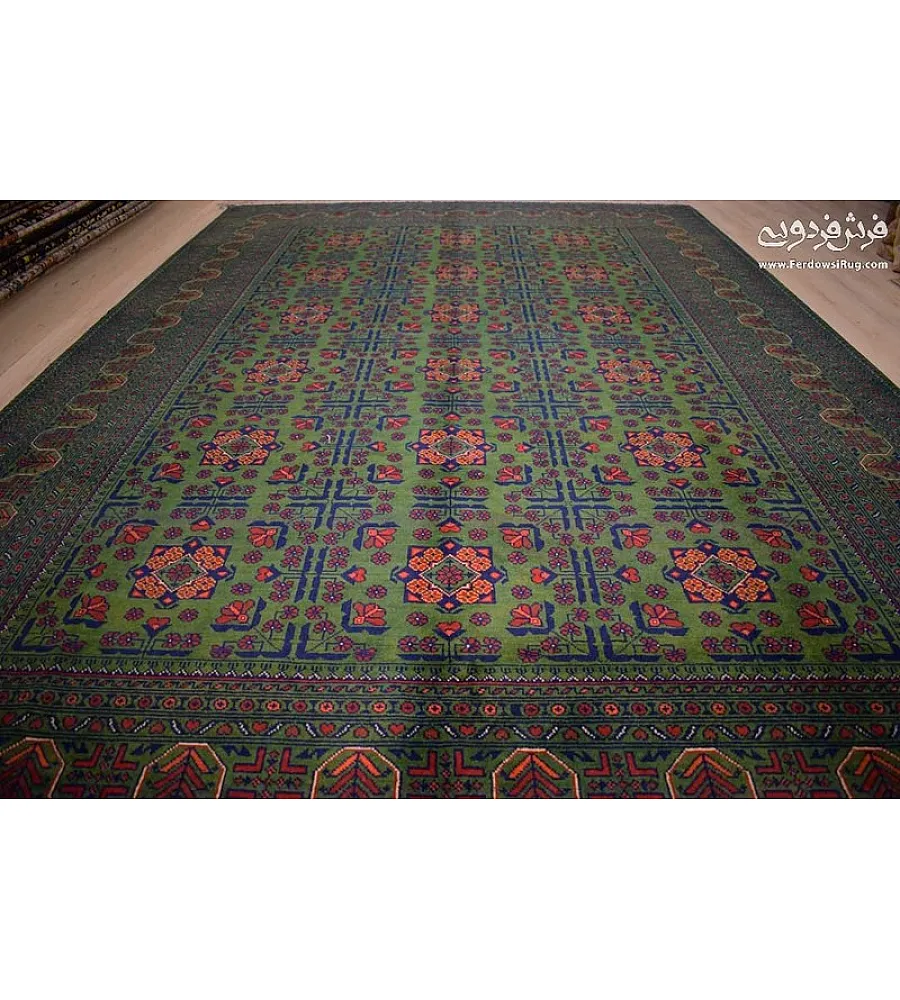 Handmade 6-meter Persian rug with intricate Khanmohamadi design, crafted in Iran, perfect for elegant home decor.