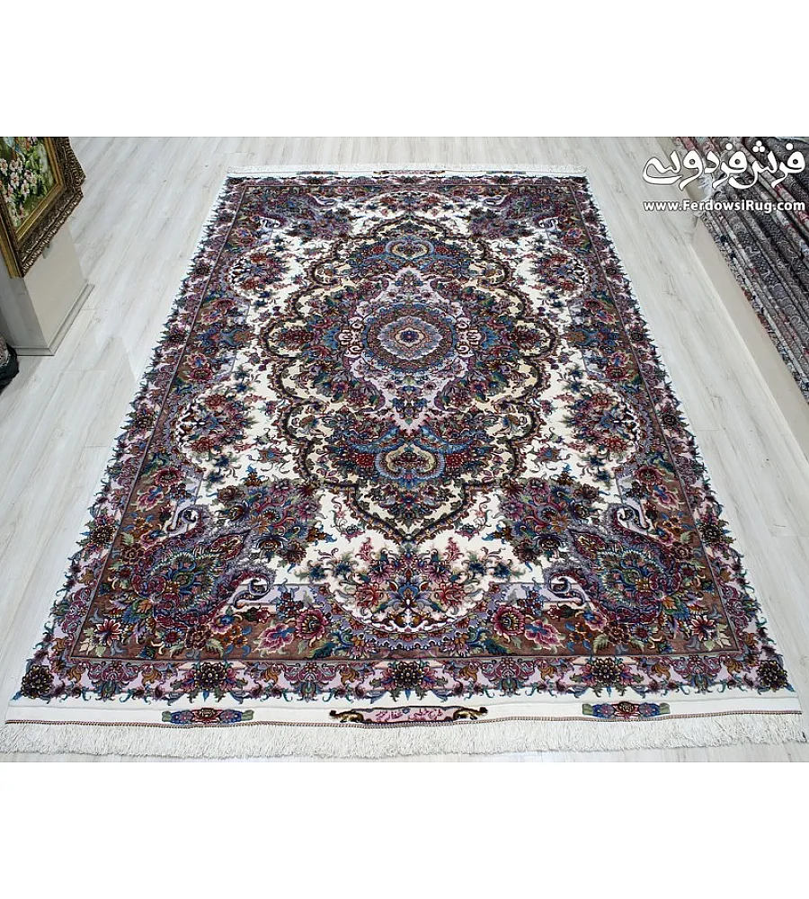 فرش دستباف تبریز مدل خطیبی 6 متری جفت، با کیفیت بالا، مناسب دکوراسیون کلاسیک، ساخته شده از مواد طبیعی و طراحی اصیل ایرانی