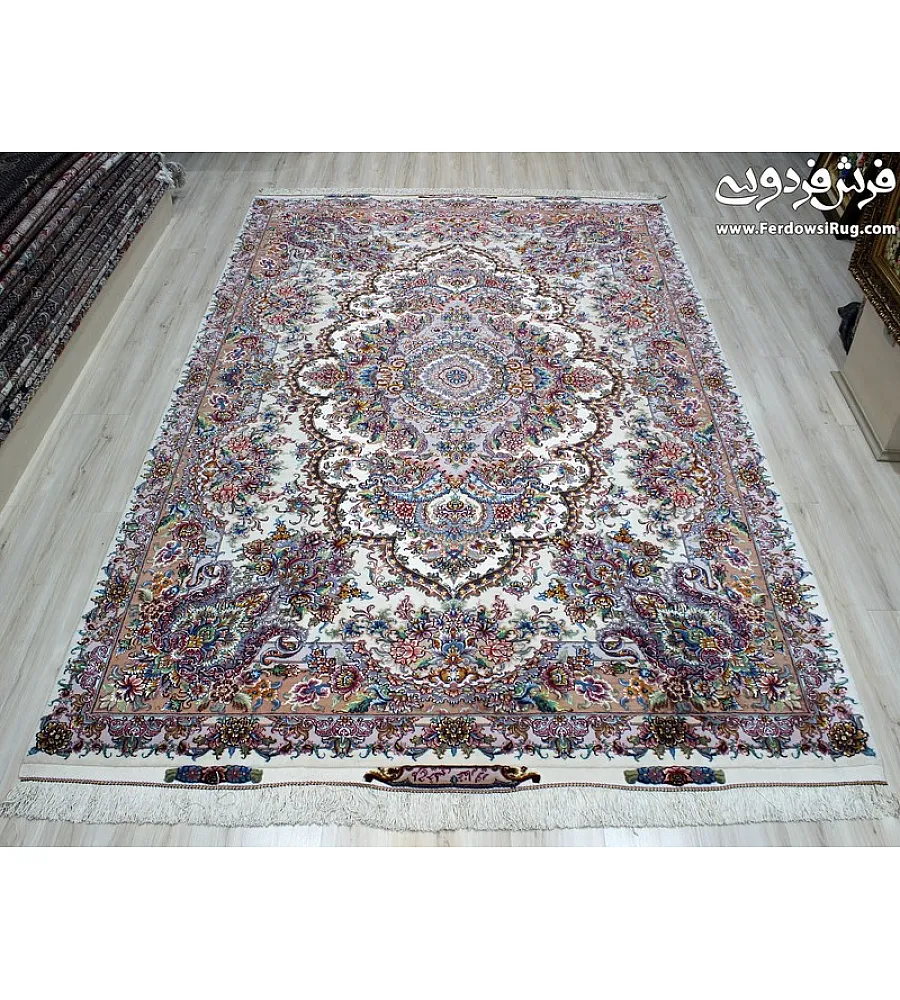 فرش دستباف تبریز مدل خطیبی 6 متری جفت، با کیفیت بالا، مناسب دکوراسیون کلاسیک، ساخته شده از مواد طبیعی و طراحی اصیل ایرانی