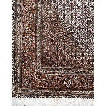 6-meter handmade carpet, Abdollahi design, cream color, Tabriz weave