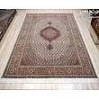 Handmade 6-meter carpet, Abdollahi design, cream color, crafted with Tabriz weaving technique, elegant and durable for home decor.