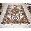 Handwoven 6-meter cream Mashhad carpet pair featuring intricate Khatibi design, perfect for luxurious interiors.