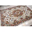 Handwoven 6-meter cream Mashhad carpet pair featuring intricate Khatibi design, perfect for luxurious interiors.