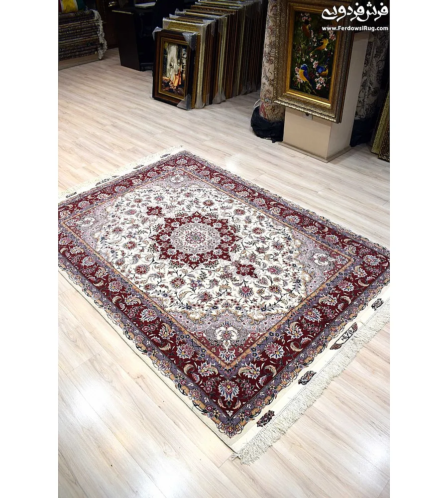 Handmade Tabriz rug, 3 meters in size, featuring intricate Taghizadeh design with vibrant colors and premium craftsmanship.