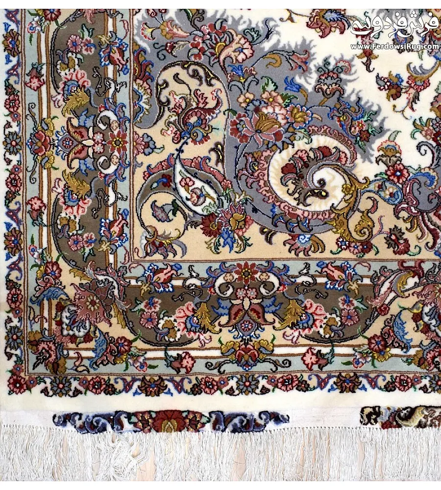 Pair of 6-meter handwoven carpets, Khatibi design with brown border, Mashhad weave, elegant and durable for home or office spaces.