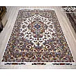 Pair of 6-meter handwoven carpets, Khatibi design with brown border, Mashhad weave, elegant and durable for home or office spaces.