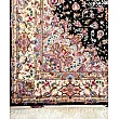 Handwoven 6-meter Aliya design carpet, black with cream border, Tabriz style, perfect for home decor and luxury interiors.