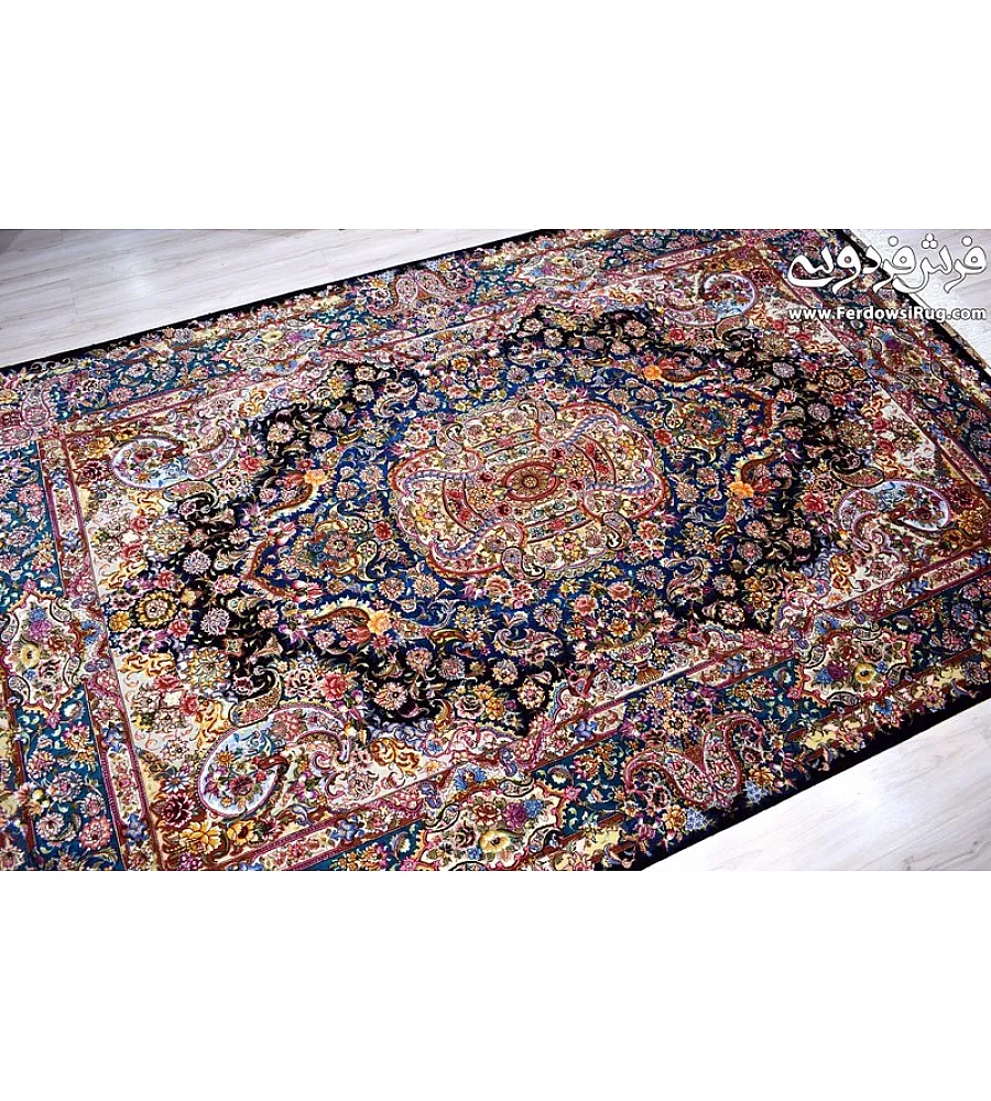 Handmade Tabriz rug, 6-meter size, featuring intricate Salary design, crafted with care for elegant home decor.