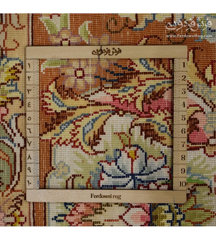 Handwoven modern design carpet, 6-meter Tabriz weave, intricate patterns, durable material, ideal for living rooms or offices.