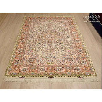 Handwoven carpet, modern design, 6-meter Tabriz weave