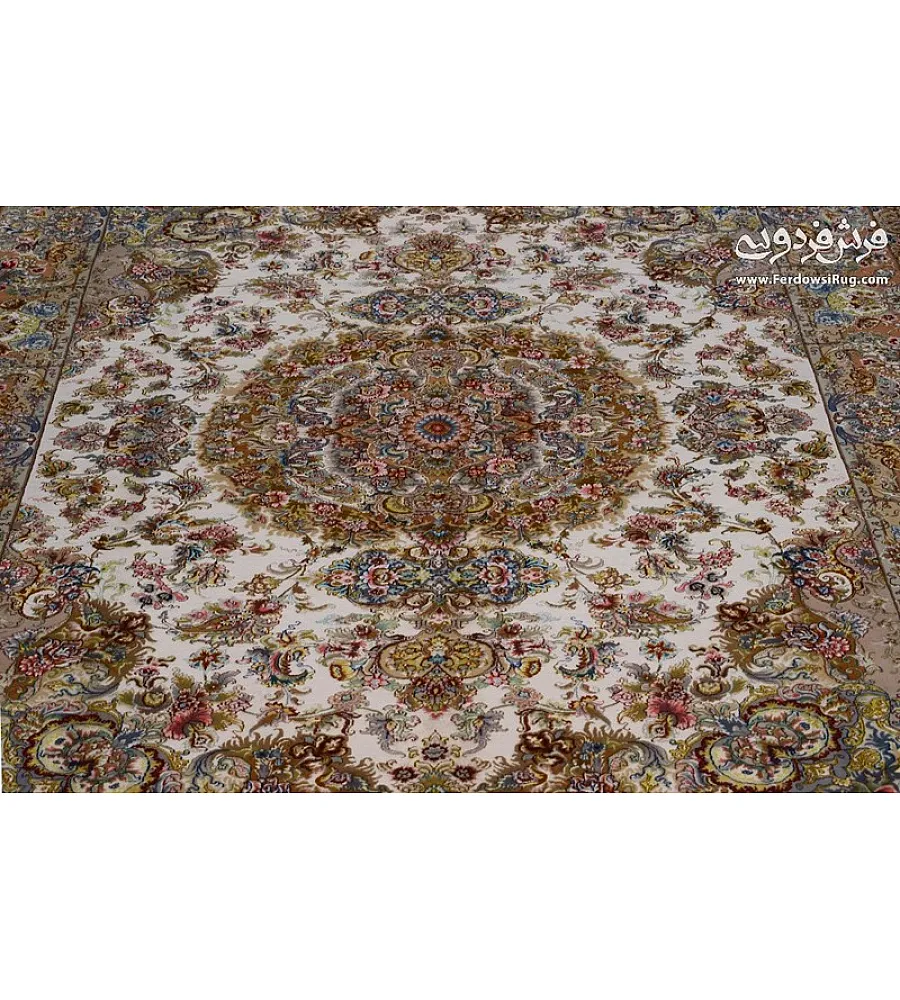 Handmade 6-meter Tabriz rug with intricate Khatibi design, perfect for living rooms or offices, crafted with premium quality materials.