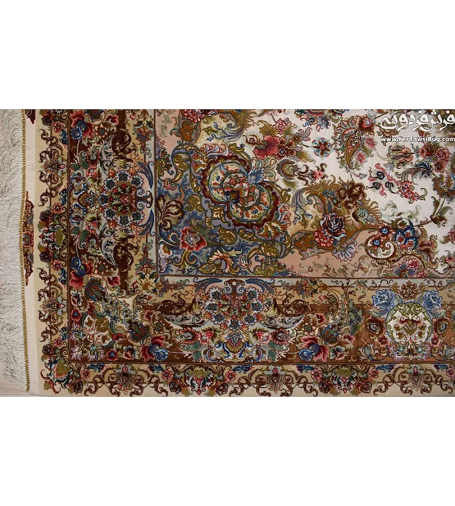 Handmade 6-meter Tabriz rug with intricate Khatibi design, perfect for living rooms or offices, crafted with premium quality materials.