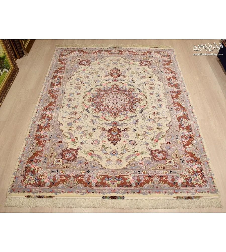 فرش دستباف 6 متری جفت طرح علیزاده مشهد با رنگ های سنتی و کیفیت بالا مناسب دکوراسیون کلاسیک در منزل
