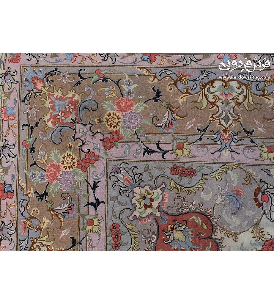 فرش دستباف مشهد طرح علیزاده کرم جفت 6 متری با کیفیت بالا مناسب دکوراسیون کلاسیک و سنتی