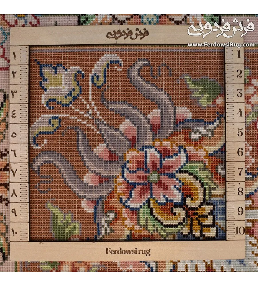 فرش دستباف 6 متری طرح خطیبی گلدانی کف ابریشم تبریز با رنگ های زیبا و کیفیت عالی مناسب دکوراسیون کلاسیک