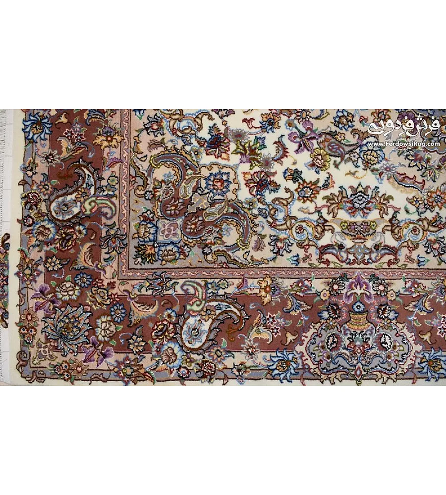 Pair of 6-meter handwoven cream carpets, Salari design, Khorasan weave, elegant and durable for living rooms or large spaces.