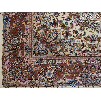 Pair of 6-meter handwoven carpets, Salari design, cream, Khorasan weave