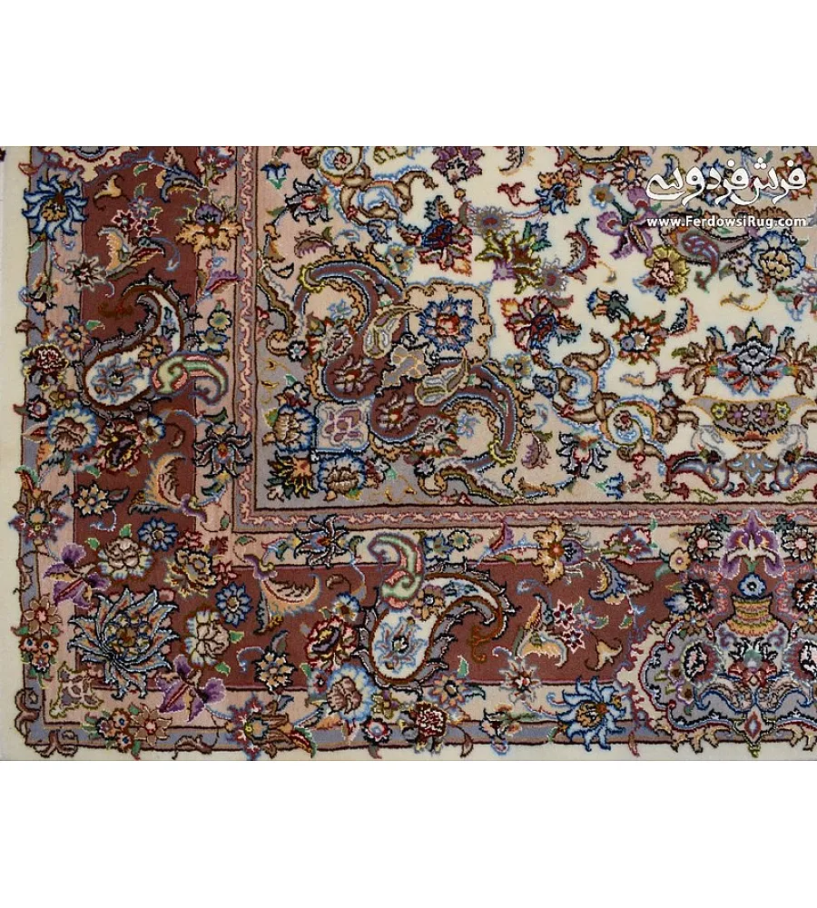 Pair of 6-meter handwoven cream carpets, Salari design, Khorasan weave, elegant and durable for living rooms or large spaces.