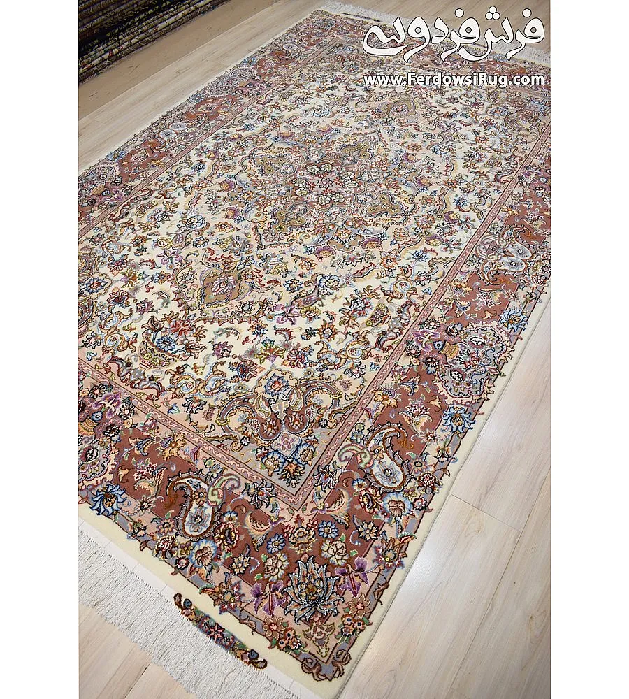 Pair of 6-meter handwoven cream carpets, Salari design, Khorasan weave, elegant and durable for living rooms or large spaces.