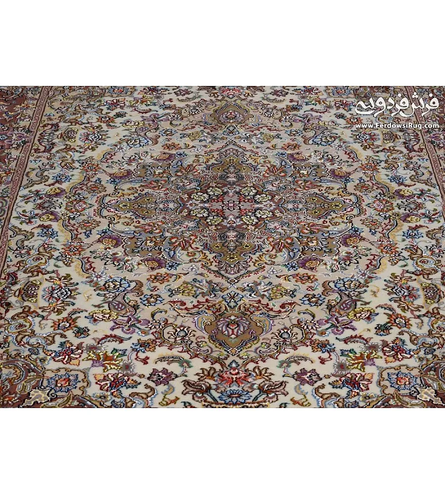 Pair of 6-meter handwoven cream carpets, Salari design, Khorasan weave, elegant and durable for living rooms or large spaces.