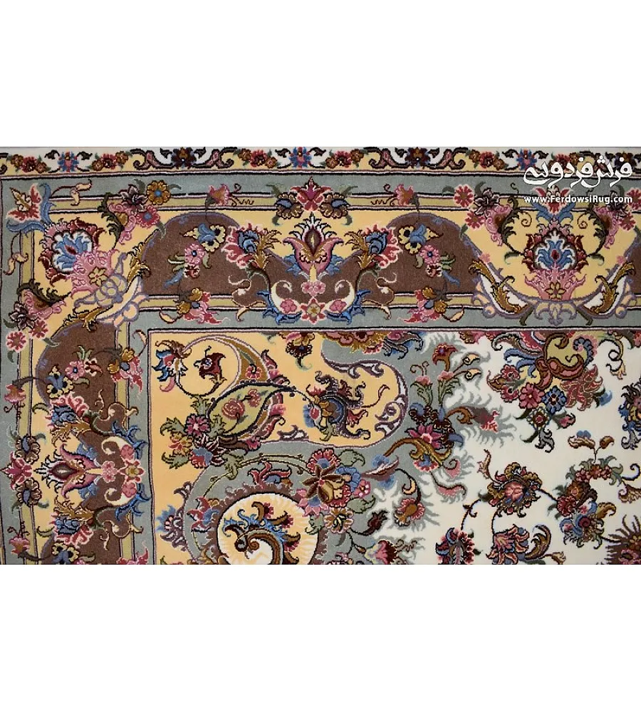 Pair of 6-meter handwoven carpets featuring intricate Khatibi design, crafted in Khorasan; premium quality and traditional artistry.