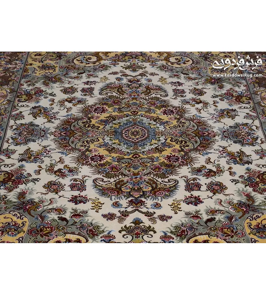 Pair of 6-meter handwoven carpets featuring intricate Khatibi design, crafted in Khorasan; premium quality and traditional artistry.