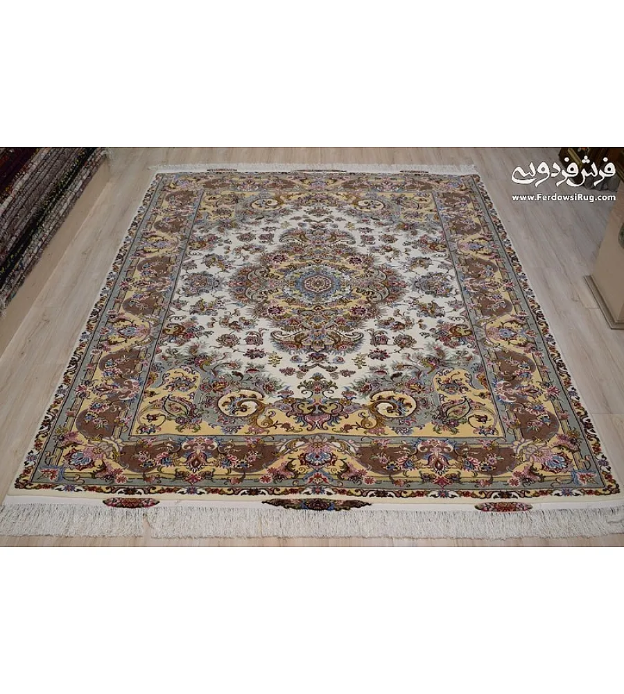 Pair of 6-meter handwoven carpets featuring intricate Khatibi design, crafted in Khorasan; premium quality and traditional artistry.