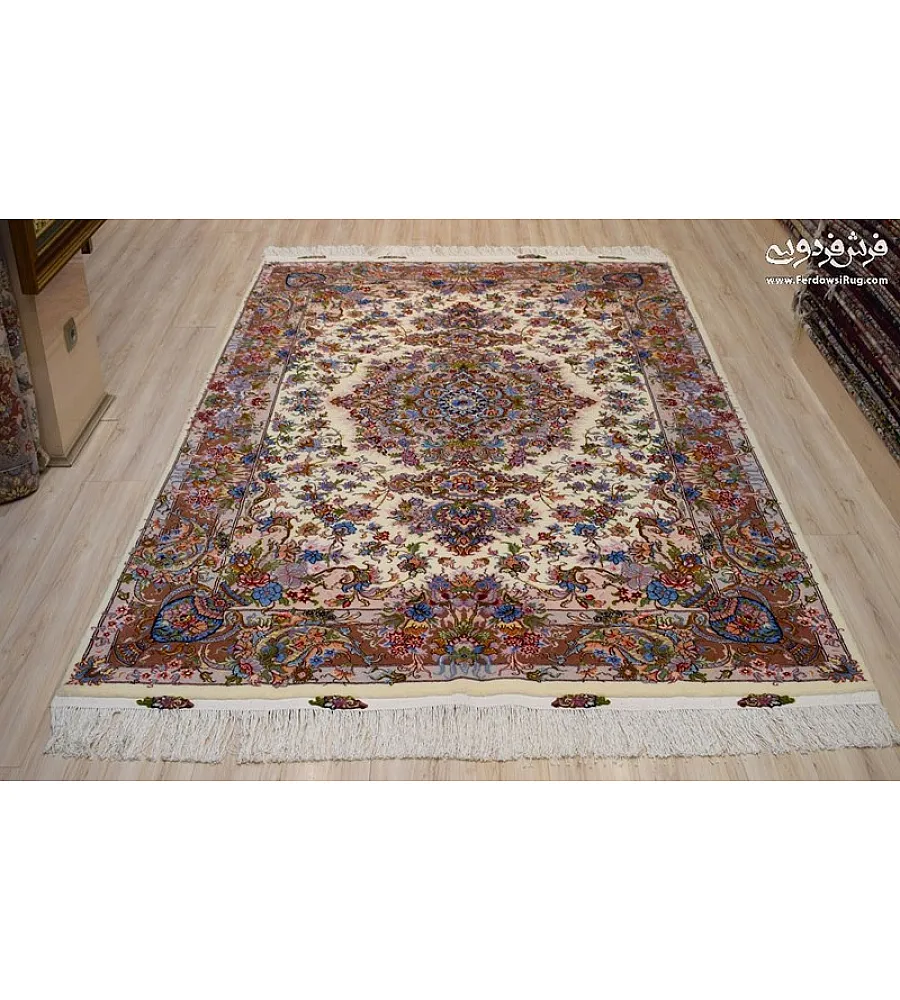 Pair of 6-meter handwoven rugs featuring Khatibi Garden design, crafted in Khorasan, showcasing intricate patterns and premium quality.