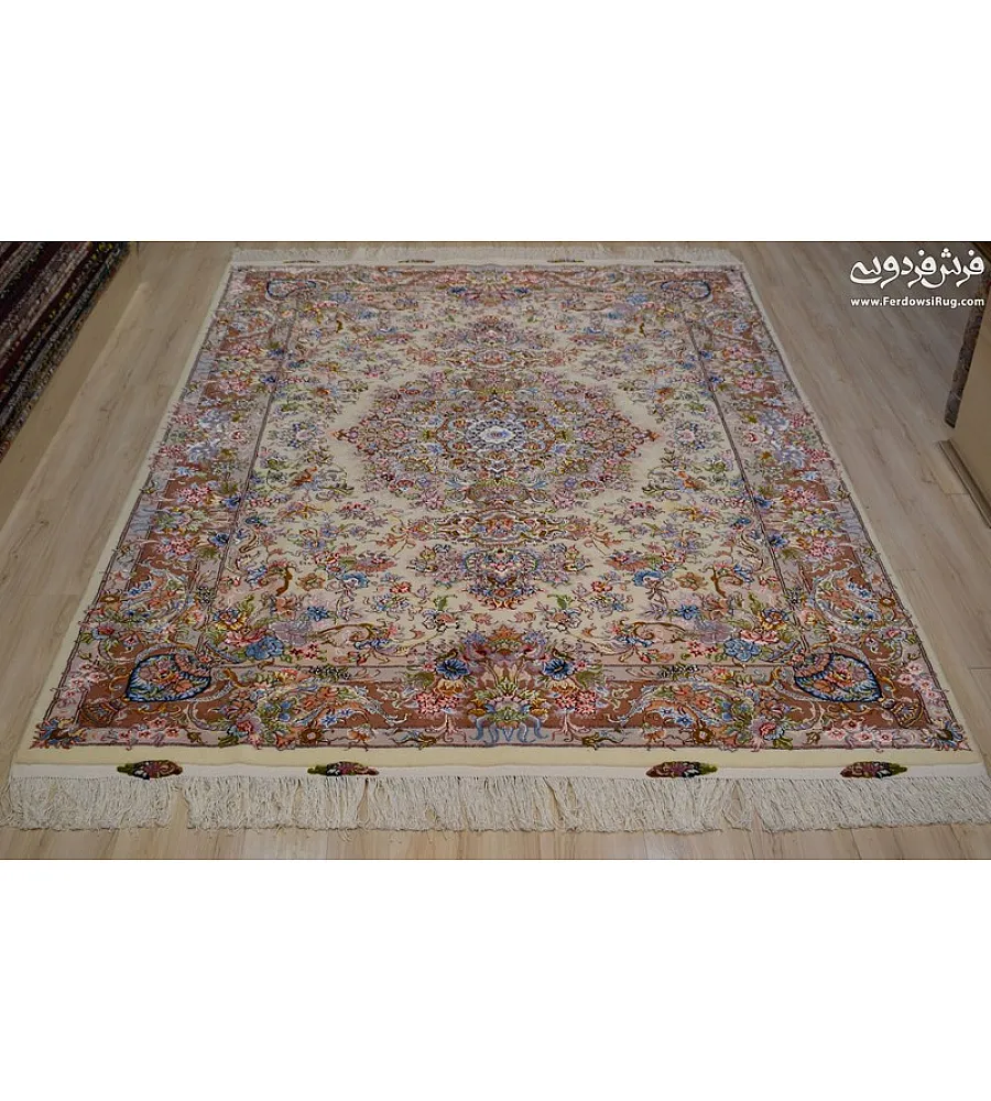 Pair of 6-meter handwoven rugs featuring Khatibi Garden design, crafted in Khorasan, showcasing intricate patterns and premium quality.