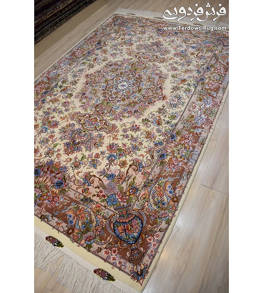 Pair of 6-meter handwoven rugs featuring Khatibi Garden design, crafted in Khorasan, showcasing intricate patterns and premium quality.