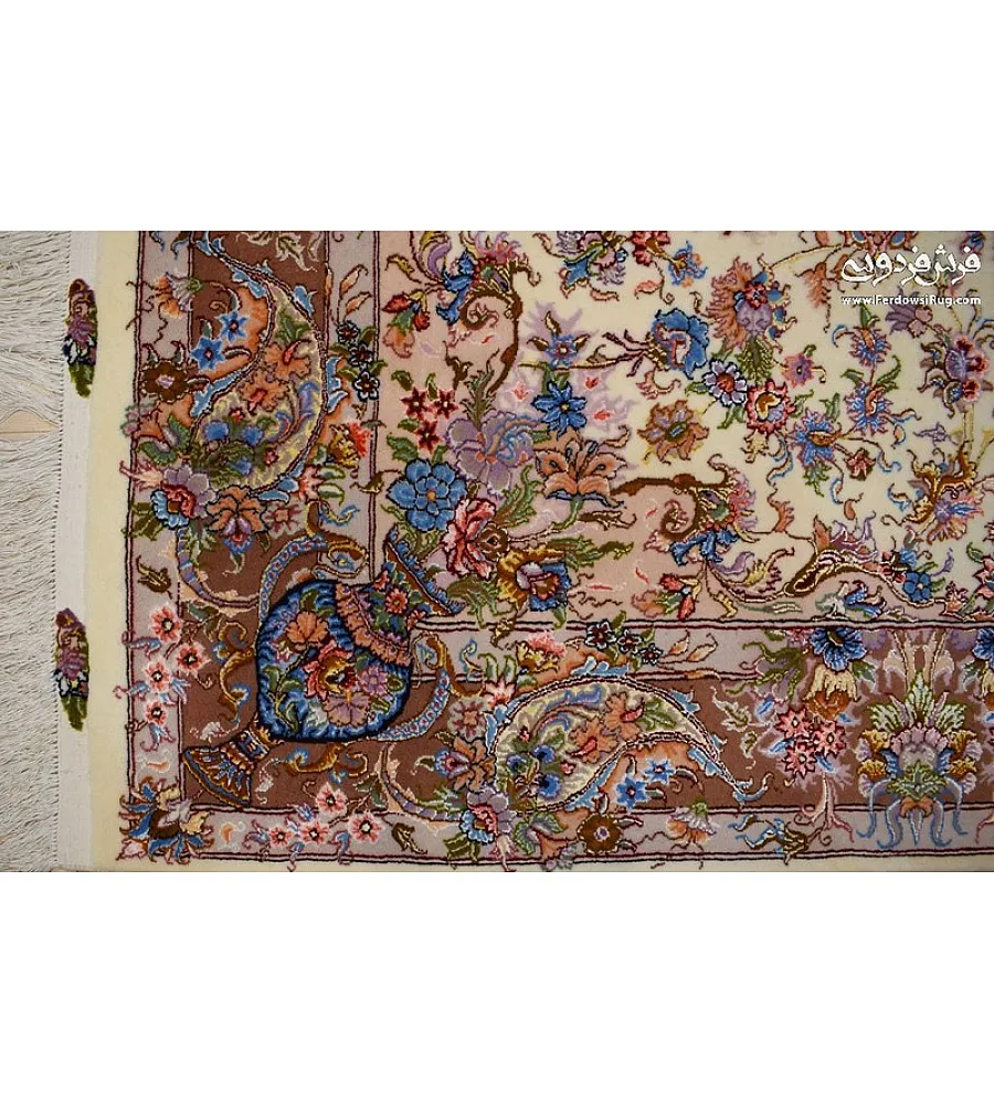 Pair of 6-meter handwoven rugs featuring Khatibi Garden design, crafted in Khorasan, showcasing intricate patterns and premium quality.