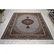 Pair of 6-meter handwoven cream rugs with intricate fish design, Tabriz weave by Abdollahi, perfect for elegant home decor.