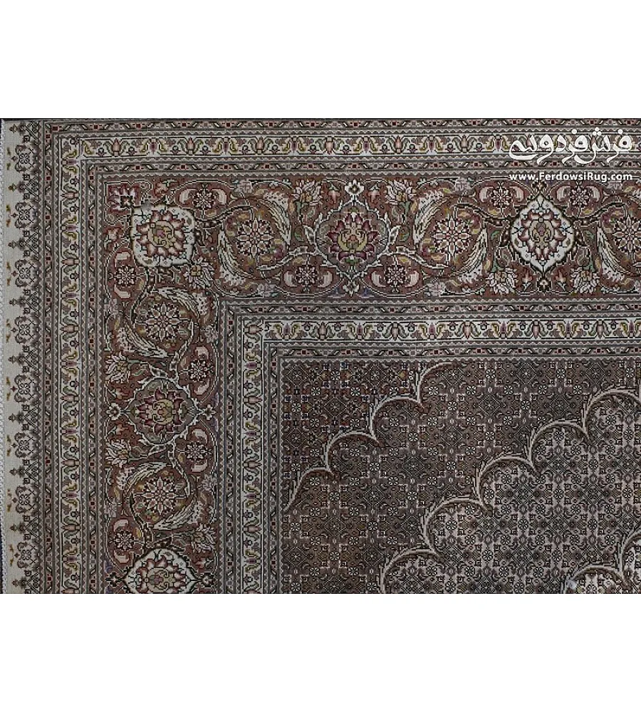 Pair of 6-meter handwoven cream rugs with intricate fish design, Tabriz weave by Abdollahi, perfect for elegant home decor.
