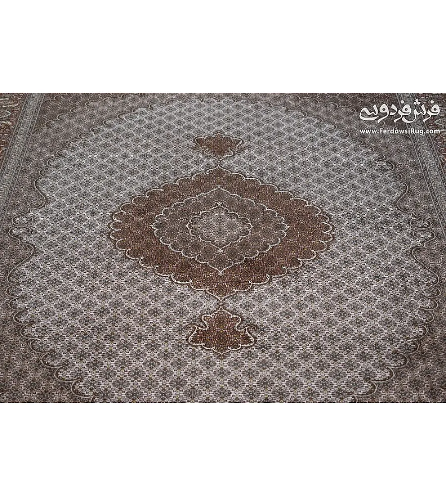 Pair of 6-meter handwoven cream rugs with intricate fish design, Tabriz weave by Abdollahi, perfect for elegant home decor.