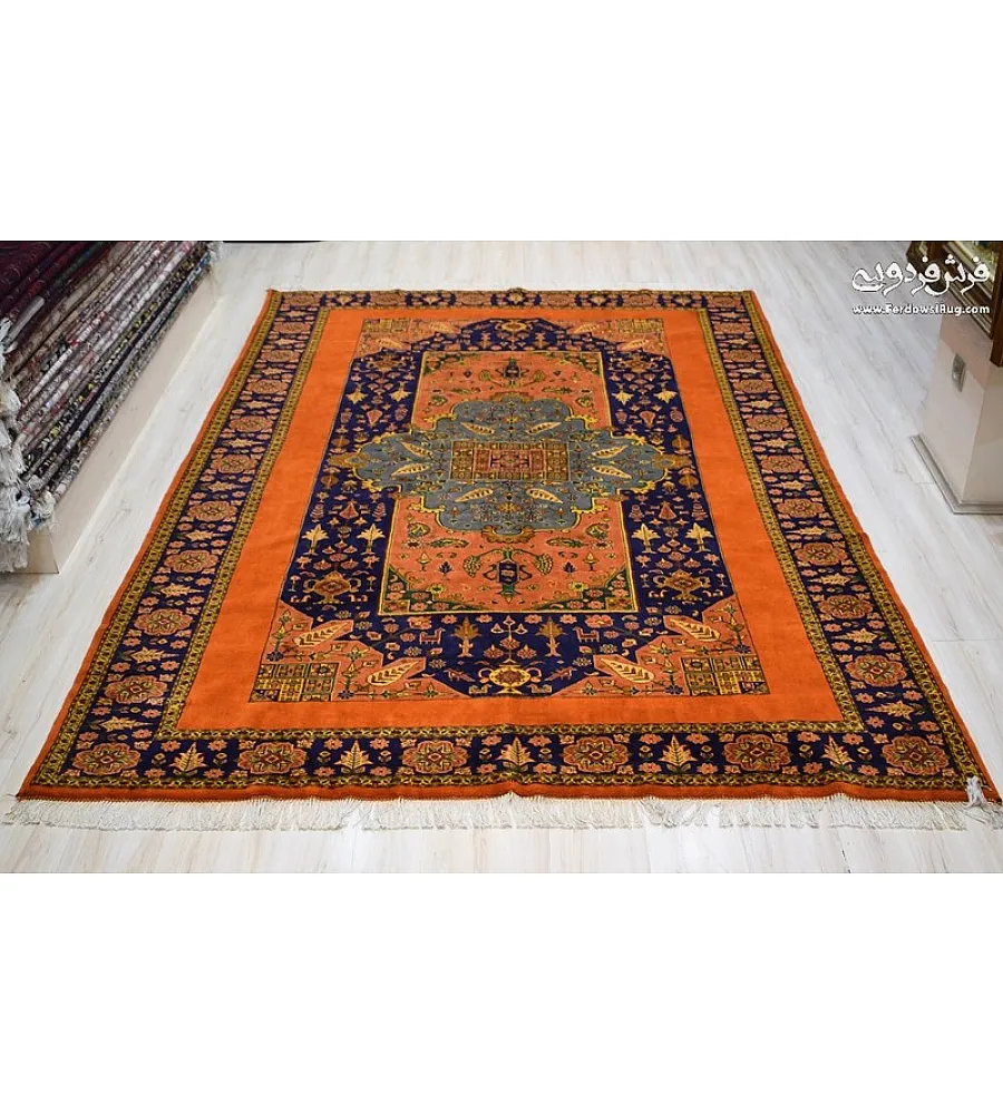 Handmade 6-meter rug from Iran featuring intricate traditional design, perfect for enhancing home decor with authentic craftsmanship.
