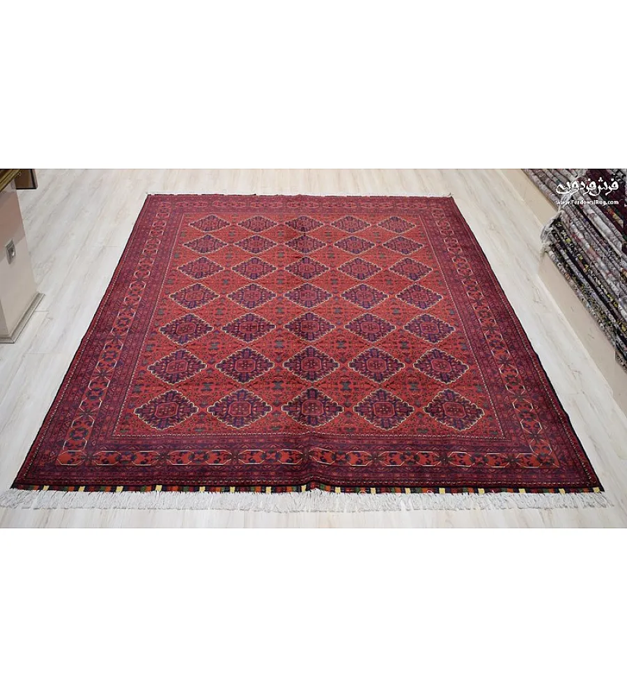 Handmade Iranian rug, 6 meters in size, featuring intricate Khanmohamadi design, perfect for living rooms or large spaces.